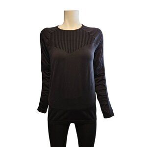Fabletics Womens Sync Seamless Black Long Sleeve Performance Top Size L